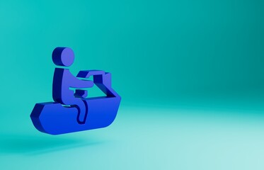 Blue Jet ski icon isolated on blue background. Water scooter. Extreme sport. Minimalism concept. 3D render illustration