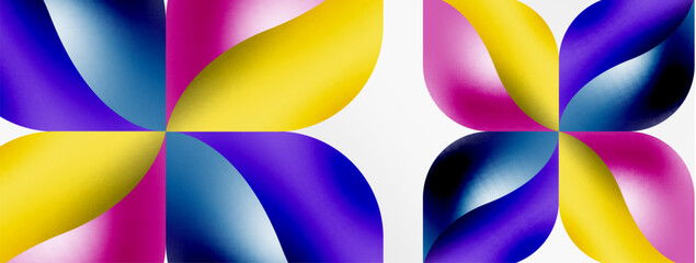 Vector abstract geometric background. Techno flower petals concept. Wallpaper or texture design, bright poster, banner, flyer