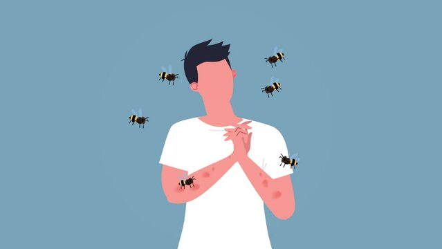 Man reacting to a bee sting