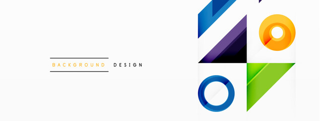 Colorful triangles and circles abstract background. Design for wallpaper, banner, background, landing page, wall art, invitation, prints, posters