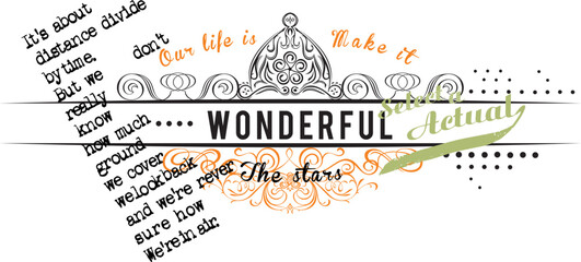 print pattern consisting of text and lines