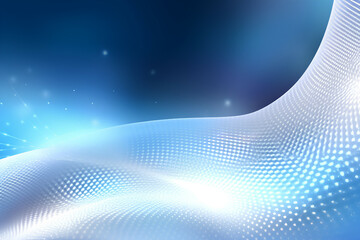 Stylish white waves dotted on blue background for presentations, Generative AI
