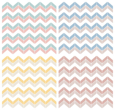 Set of geometric seamless patterns in pastel colors. Vector illustration perfect for wallpaper.