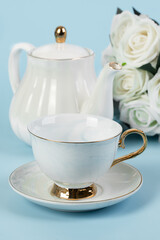 Pretty blue porcelain tea cup