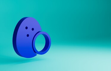 Blue Coconut icon isolated on blue background. Minimalism concept. 3D render illustration