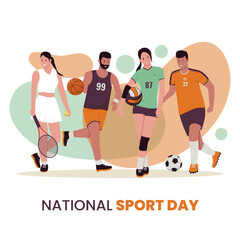National sports day concept. Illustration for website, landing page, mobile app, poster and banner. Trendy flat vector illustration