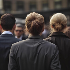 Professional Journey: Business People in Suits Walking Down the Street with their Backs Towards the Camera, Created by Generative AI 