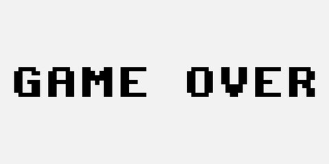 Game over. Pixel inscription. Modern illustration.