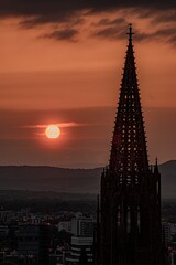 sunset in the Freiburg city