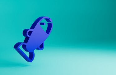 Blue Fish icon isolated on blue background. Minimalism concept. 3D render illustration