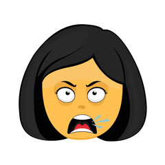 Fototapeta premium vector illustration emoticon of a yellow cartoon woman screaming