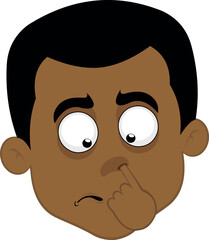 vector illustration face of a man cartoon picking his nose