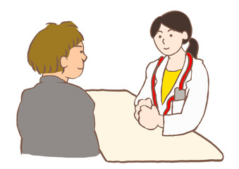 大人の発達障害　精神科医の診察を受ける男性会社員のイラスト