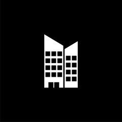 Solid icon for companies building construction corporate property  icon isolated on black background