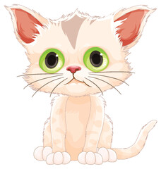 Cute White Kitten in Sitting Pose