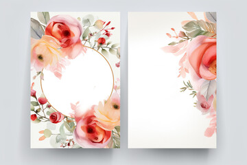 Beautiful floral wedding invitation card template Generative Ai