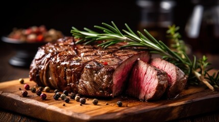 Juicy grilled meat steak. Generative ai