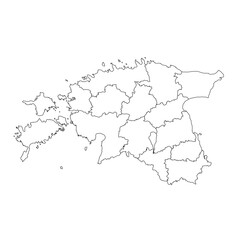 Estonia map with administrative subdivisions. Vector illustration.