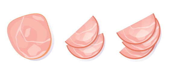 Sliced ham isolated vector illustration	
