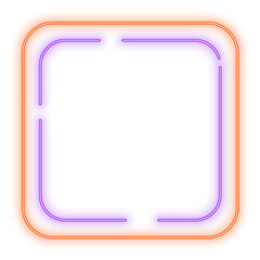 Neon Light Orange Purple Rounded Square