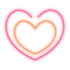 Neon Light Red Orange Heart