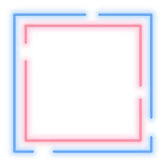 Neon Light Blue Red Square