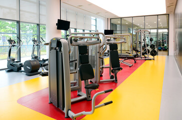 equipment in gym, sport center
