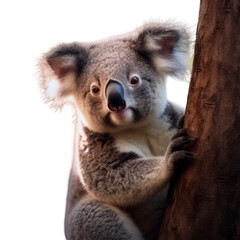 cute koala climbing a tree 2  -Transparent background- animal art  made with Generative AI
