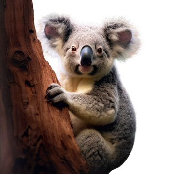 cute koala climbing a tree 3 -Transparent background- animal art made with Generative AI
