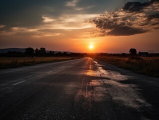 Race track Empty asphalt road concept Driving on an empty road Racing sports concept Created with Generative AI technology