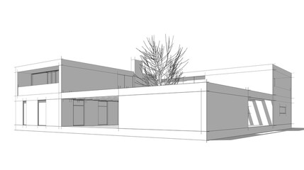 architectural drawing 3d illustration