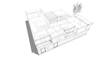 architectural drawing 3d illustration