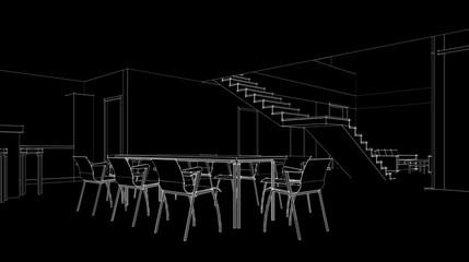 architectural drawing 3d illustration