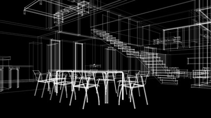 architectural drawing 3d illustration