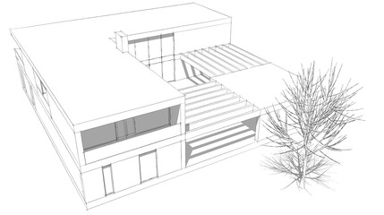 architectural drawing 3d illustration