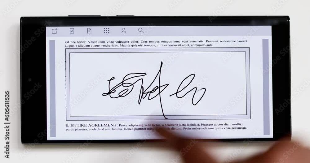 Poster digital signature on contract document online