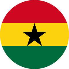 round Ghanaian national flag of Ghana, Africa