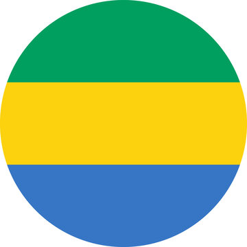 round Gabonese national flag of Gabon, Africa