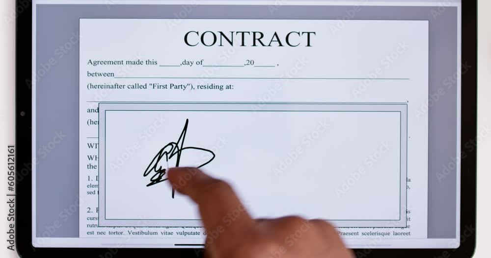 Poster digital signature on contract document online