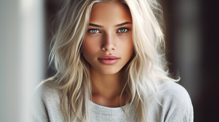 Young model posing. Generative AI