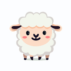 Cool cute little happy sheep smiling - vector graphic art