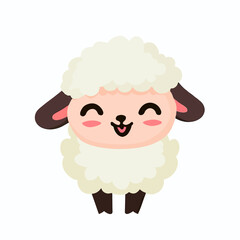 Cool cute little happy sheep smiling - vector graphic art