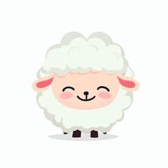 Cool cute little happy sheep smiling / sleeping - vector graphic art