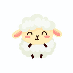Obraz premium Cool cute little happy sheep smiling / sleeping - vector graphic art