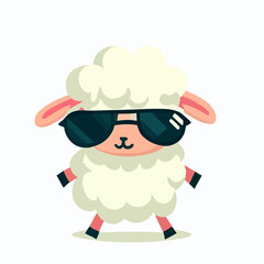 Fototapeta premium Cool cute little happy sheep with sunglasses - vector graphic art