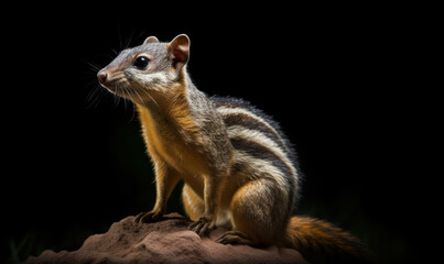 Fototapeta premium photo of numbat marsupial on black background. Generative AI