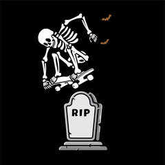 illustration vector of skeleton skull skateboarding trick © bagasprnwrdhn