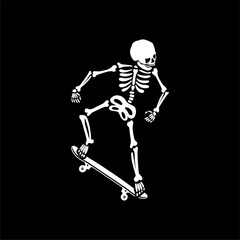 illustration vector of skeleton skull skateboarding trick