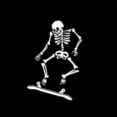 Tapeten illustration vector of skeleton skull skateboarding trick © bagasprnwrdhn