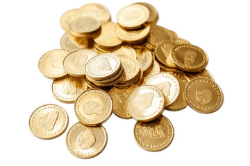 Shimmering Gold Coins on Transparent Background. AI